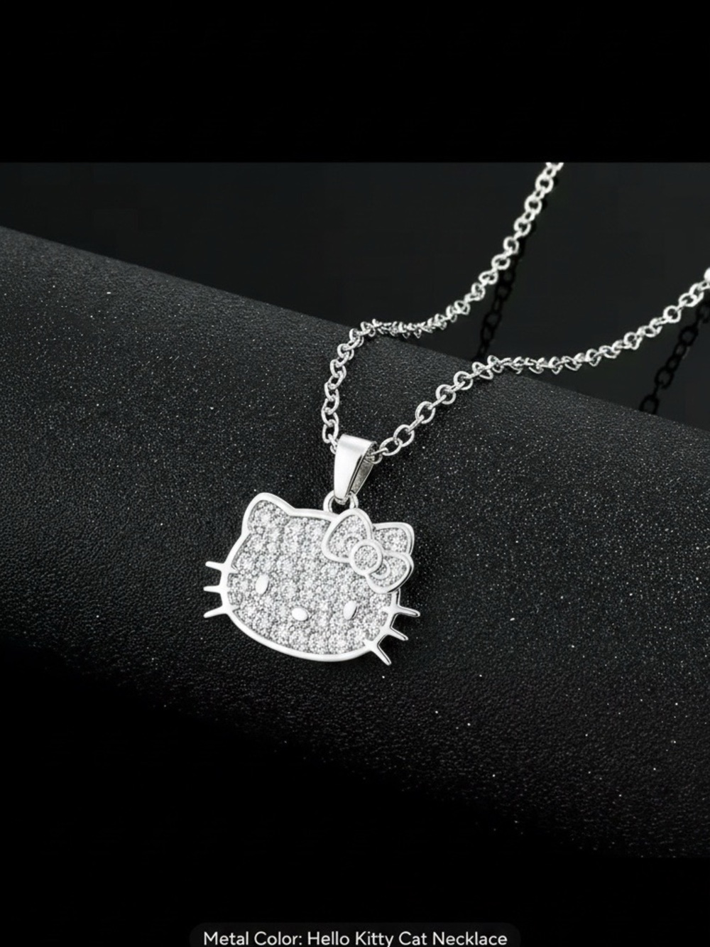 Hello Kitty Silver Pavé Crystal Necklace